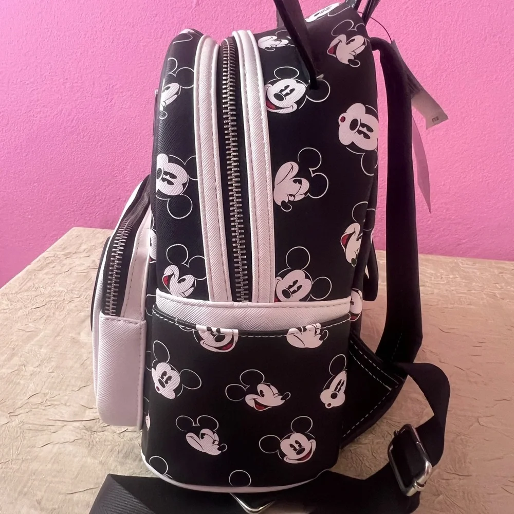 Disney Parks Mickey Mouse mini backpack classic black and white allover Mickey